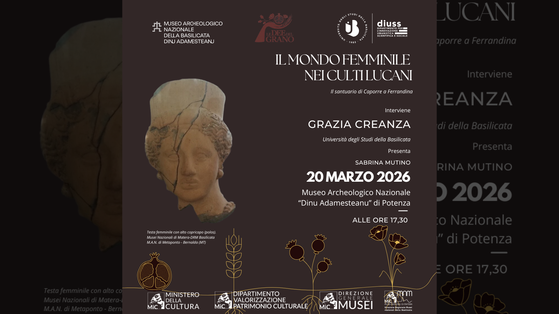 "Grano e Mito": Sulle tracce del sacro: il mondo femminile nell’antica Lucania - MANP